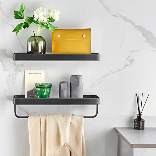Bathroom Shelves Wall Mounted Glass Shelf for Floating Shelf Tempered Glass Shelves 2 Tier Bathroom Wall Organizer(Black) - color: Black(rectangular)