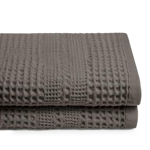 GILDEN TREE Waffle Towels for Bathroom, 100% Cotton Quick Dry Towel, Waffle Bath Towels Large, Absorbent Lightweight Travel Towel, Bath Towels Set of 2, Classic Style (Stone) - color: Stone, size: Bath Towel (2 Pack)