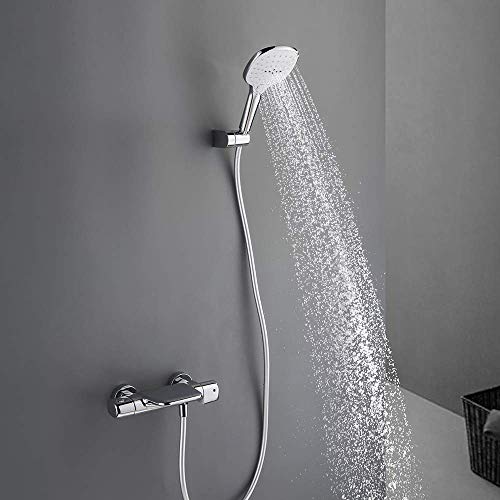 Wall Mounted Bathtub Faucet with Shower, Bath Shower Faucet System Mixer Thermostatic Mixer Taps Brass Shower Taps with Hand Shower and Shower Hose Set,Chrome,Chrome - color: Chrome