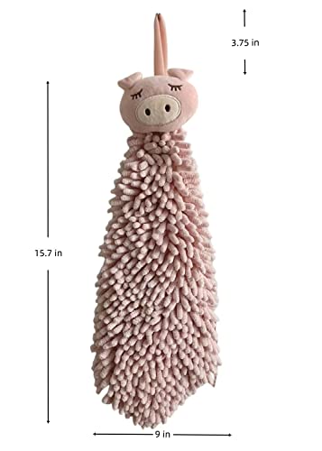 Ivymei 4 Pack Cute Animal Chenille Hand Towels Fuzzy Hanging Hand Towels with Loop for Bathroom Kitchen,Quick Dry Hand Bath Towels(mixcolor) - color: Mixcolor