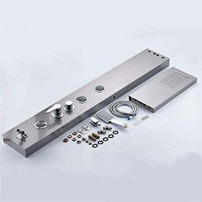AlenArt Shower Panel Massage Jets Rainfall Waterfall Shower Head, Shower Stainless Steel Wall Mount Massage Multi-Function Bathroom Shower Panel Tower System, Brushed Nickel…… - color: Brushed Nickel