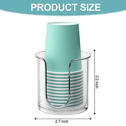 Bathroom Cup Dispenser,Small Disposable Paper Cup Holder,Compact Mouthwash Cups Holder PC Cup Dispenser for Bathroom Vanity Countertop (2 Pack) - color: Clear, size: 3 OZ