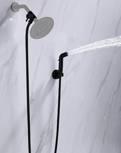 G-Promise Dog Shower Attachment with Flow Control | High Pressure, with Flow Control Lever, Extra Long Hose, Easy to Install, No-Drill Hook Mount - color: Matte Black, size: 78 Inch Hose