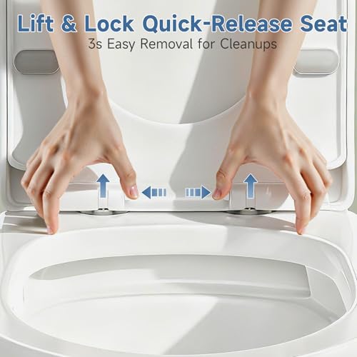 Compact One Piece Toilet with Soft-close Seat Lid, Power Dual Flush 1.2/1.85 GPF, Modern Standard White Toilet Bowl, Smart Toilet For Bathroom, 12'' Rough-in - style: BH-22