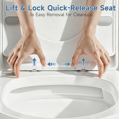 Compact One Piece Toilet with Soft-close Seat Lid, Power Dual Flush 1.2/1.85 GPF, Modern Standard White Toilet Bowl, Smart Toilet For Bathroom, 12'' Rough-in - style: BH-22