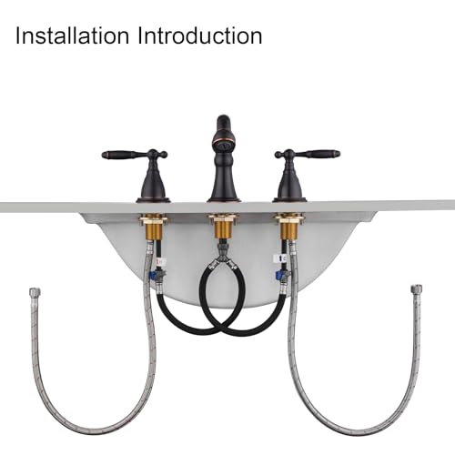RKF Bathroom Faucets for Sink 3 Oil Rubber Bronze Hole 8 inch Widespread Bathroom Sink Faucet with Drain Double Lever Handle Faucet Bathroom Vanity Faucet Basin Mixer Tap WF013-ORB - color: ORB