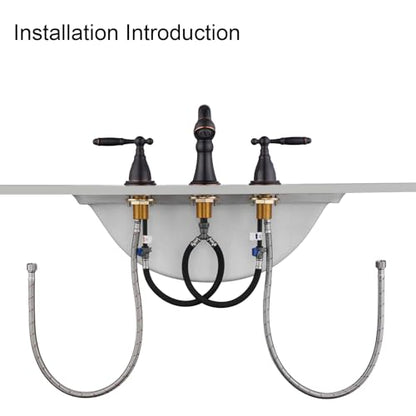 RKF Bathroom Faucets for Sink 3 Oil Rubber Bronze Hole 8 inch Widespread Bathroom Sink Faucet with Drain Double Lever Handle Faucet Bathroom Vanity Faucet Basin Mixer Tap WF013-ORB - color: ORB