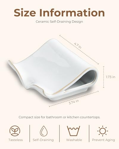 Zoeeker Soap Dish for Shower, Ceramic Self-Draining Bar Soap Holder | Soap Tray with Drainage Rectangular Bar Soap Saver Sponge Holder for Bathroom, Kitchen, Sink Organizer Tray Keep Dry, White - color: White