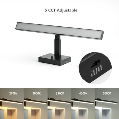 mirrea 24-Inch Matte Black LED Vanity Light Over Medicine Cabinet | Extendable Arm,5CCT, Dimmable, Adjustable light angle,Bath Bar Lighting,Modern