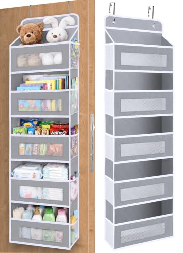 Over The Door Organizer Storage with 10 Pockets, 5 Shelf Hanging Door Storage Organizer for Nursery, Pantry, Bathroom & Bedroom, Reinforced Shelves,Holds up to 48lbs - color: Grey, size: 1 Pack