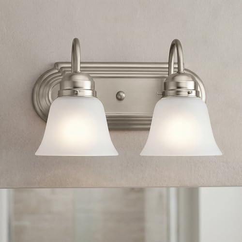 Kichler 12.25" 2-Light Vanity Bath Light in Brushed Nickel, Modern Bathroom Light with Clear Satin Etched Glass, (12.25" W x 8" H), 5336NIS - color: Brushed Nickel, size: 12.25"