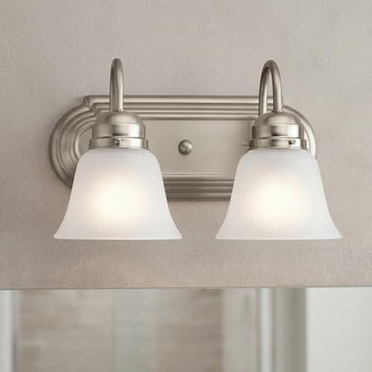 Kichler 12.25" 2-Light Vanity Bath Light in Brushed Nickel, Modern Bathroom Light with Clear Satin Etched Glass, (12.25" W x 8" H), 5336NIS - color: Brushed Nickel, size: 12.25"