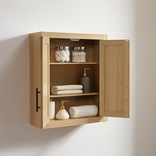 Crosley Furniture Savannah Wall Mounted Bathroom Storage Medicine Cabinet with Shelves, Natural - color: Natural, style: Wall Cabinet
