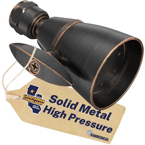 HammerHead Showers® SOLID METAL 2 Inch High Pressure Shower Heads OIL RUBBED BRONZE – California Compliant 1.75 GPM Low Flow Rate High Flow Shower Head with ADJUSTABLE SPRAY PATTERN Fixed Shower Head - color: Oil Rubbed Bronze, size: 1.75 GPM California
