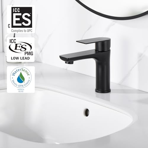 SUMERAIN Stainless Steel Bathroom Sink Faucet Lead-Free Matte Black Lavatory Faucet Single Handle | Stainless Steel, Lead-Free, Unique Flow Pattern, Water-saving, Easy DIY Install - color: Matte Black