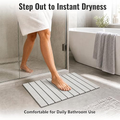 Diatomaceous Earth Bath Mat, Foldable Stone Bath Mat, 23.6 x 15.5 Inch Absorbent, Quick Drying, Diatomaceous Earth Stone Mats for Bathroom, Easy Store, Easy Clean - color: Light Gray 1pck