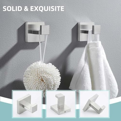 Angle Simple Bathroom Towel Hooks, Robe Coat Hooks, Brushed Nickel, 2 Pack | SUS304 Stainless Steel Shower Bath Towel Holder, Bathrobe Hanger Screw Wall Mount - color: Brushed Nickel, size: 2 Pack