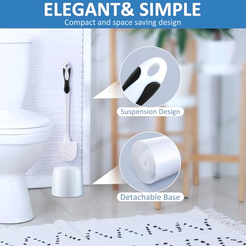 Tioncy 6 Pack Toilet Brush with Holder, 14.96 Inch Toilet Bowl Brush Set, Stiff Bristles Scrubber for Deep Cleaning, Base Caddy, Bathroom Cleaning Supplies (Black,White) - color: Black and White