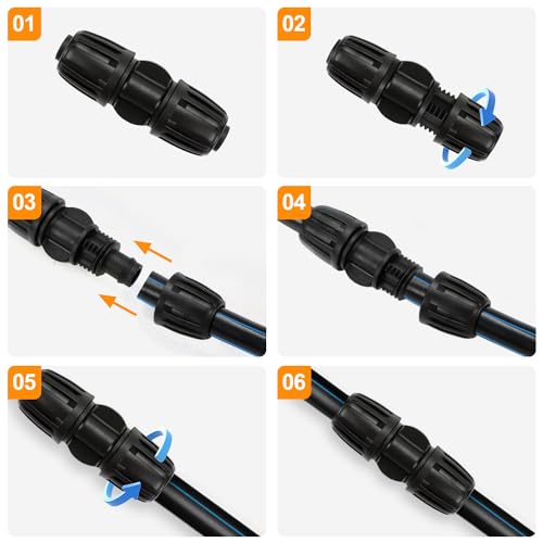 21 Pieces1/2 Inch Drip Irrigation Fittings Kit, 1/2'' Drip Line Barbed Locked Connectors for 1/2 Inch Irrigation Tubing (1/2" ID x 0.650" OD) Coupling Tee Elbow Plug Valve Faucet Adapter - size: 1/2" Fittings Kit 21 Pcs