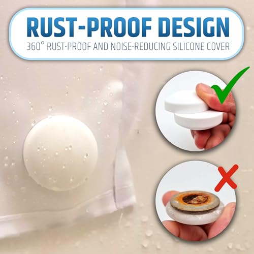 Powerful Anti-Billowing Magnetic Shower Curtain Weights for Splash-Free Bath Experience - 360° Silicone Wrapped - Will Never Rust - Heavy Magnets Prevent Curtain Liners from Blowing | 4 Pairs | White - color: White, size: 4 Standard Pairs