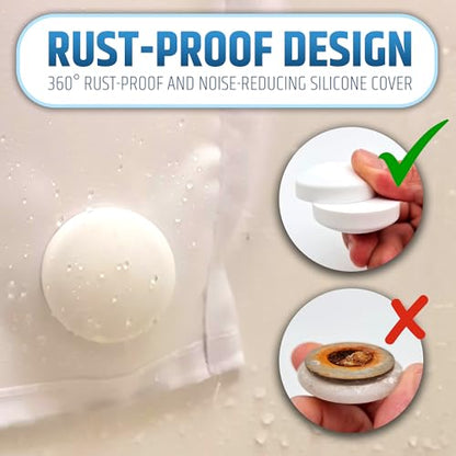 Powerful Anti-Billowing Magnetic Shower Curtain Weights for Splash-Free Bath Experience - 360° Silicone Wrapped - Will Never Rust - Heavy Magnets Prevent Curtain Liners from Blowing | 4 Pairs | White - color: White, size: 4 Standard Pairs