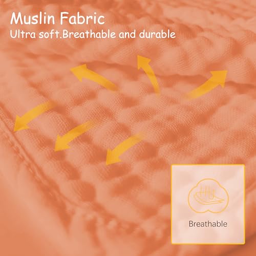 Lovely Care 12 Pack Muslin Burp Cloths 100% Cotton Muslin Cloths Large 20''x10'' Extra Soft and Absorbent Baby Burping Cloth - Vermilion - color: Vermilion, size: 10x20 Inch (Pack of 12)
