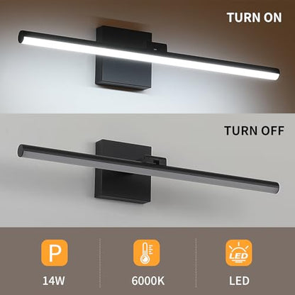 LED Bathroom Vanity Light, Modern Bathroom Light Fixture Over Mirror (Cool White 6000K), Vanity Light Bar with Angle Adjustable, 24 Inch, Black - color: Black-Cool White, size: 24 inch