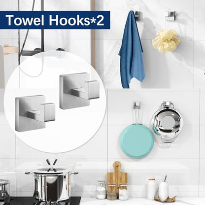 Gypie 16Inch Bathroom Accessory Set Wall Mounted, Brushed Nickel 5-Pieces | Stainless Steel Bathroom Hardware Set Towel Bar Set - color: Brushed Nickel 5 Piece, size: 16 Inch