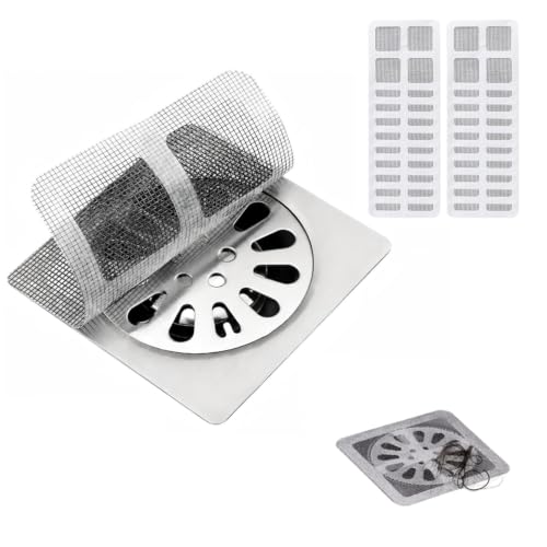 100PCS Disposable Drain Hair Catcher Stickers, Self-Adhesive Shower Sink Drain Mesh Stickers for Bathroom Bathtub Kitchen Sink, Disposable Hair Trap Sticker Drain Protector