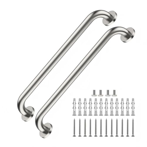 2 Pack 24 Inch Satin Brush Nickel Shower Grab Bar - 1.5" Diameter,ZUEXT Stainless Steel Bathroom Grab Bar, Bath Balance Bar,Safety Hand Rail Support, Handicap Injury Elderly Senior Assist Bath Handle - color: Satin Brushed Nickel, size: 24 Inch