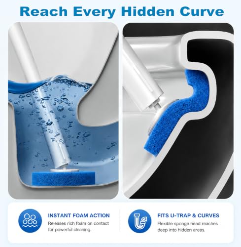 Disposable Toilet Brush and Holder Set with 24 Refills,Toilet Cleaning Wand | Wall Mounted Toilet Bowl Brush with Holder, Disposable Toilet Bowl Cleaner Wand for Bathroom Deep Cleaning and Hygienic