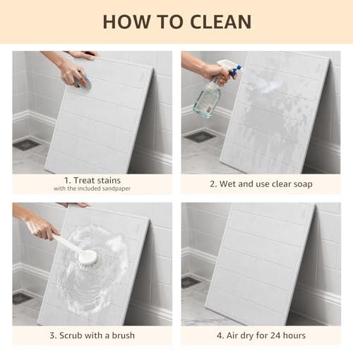 Yolife 32"x 20" Stone Bath Mat Large, Diatomaceous Earth Bath Mat for Bathroom, Super Absorbent Quick Drying Stone Shower Mat, Non-Slip Natural Diatomite Bathroom Floor Mat, Easy to Clean (White Grey) - color: White Grey