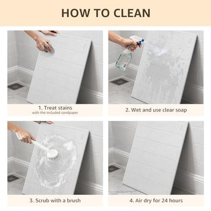 Yolife 32"x 20" Stone Bath Mat Large, Diatomaceous Earth Bath Mat for Bathroom, Super Absorbent Quick Drying Stone Shower Mat, Non-Slip Natural Diatomite Bathroom Floor Mat, Easy to Clean (White Grey) - color: White Grey