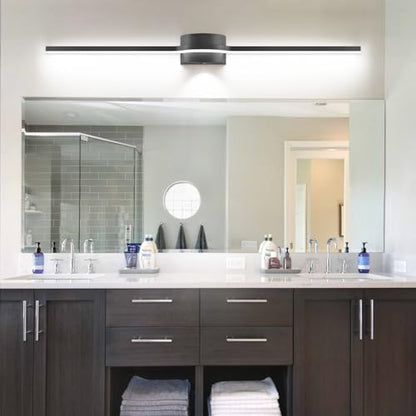 Bathroom Lighting Fixtures Over Mirror– 48 Inch Black Vanity Light for Bathroom LED Dimmable 6000K Cool White with Dual Lighting Design 26W 2080lm Modern Matte Black Aluminum - size: 48 Inch