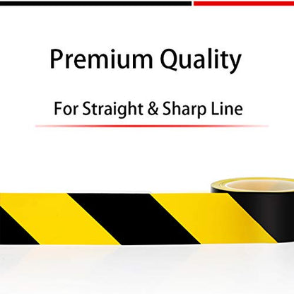 APT Premium Durable Black & Yellow Striped Safety Marking Tape (2 Rolls of 2" x 99Ft (33 Yds)) Hazard Caution& Warning, Social Distancing, Warehouse & Gym Floor - color: Yellow / Black, size: 2 Inch, 2 Rolls