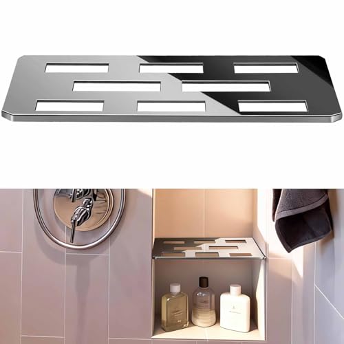 12 Inch Shower Niche Shelf Mirror Effect 316 Stainless Steel Tile Insert | Rectangular Shelf For 12 Inch Tile Prefabricated Niches, Fits 1/8 Inch Grout Lines, Shower Niche Insert Mirror Effect 316 SS - size: 316 Stainless Steel - Mirror Finish