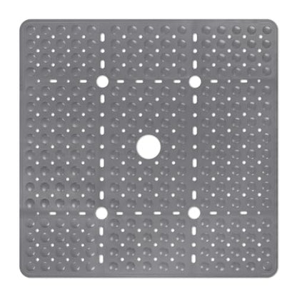 ZOESOE Square Shower Mat Non Slip: 27 x 27 Inches Large Shower Mats for Inside Shower, Soft TPE Shower Floor Mat with Suction Cups and Drain Holes, Machine Washable - color: Grey
