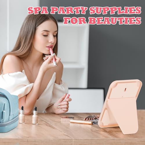 20 Pcs Spa Party Mirrors for Women, Pink Makeup Mirrors with Foldable Stand, Tabletop Vanity Mirrors Bulk, Slumber Birthday Party Favors, Sleepover Accessories, Spa Day Supplies and Gifts