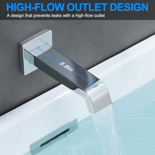 Bathtub Shower Faucet Set with Pressure Balance Valve, 12" Ceiling Mount Shower System with Tub Spout Multi-function Handheld Head Pressure Balancing Push Button Diverter Shower Trim Kit,Chrome - color: Chrome Polished, style: 12"-Square-Tub-01