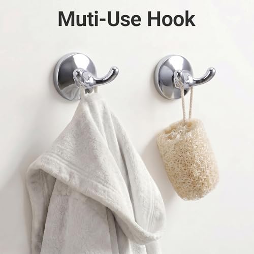 24-Inch Wall Mounted Towel Racks for Bathroom – Space Saver 4-Piece Durable Stainless Steel Bathroom Hardware Set with Towel Bar, Towel Ring, Toilet Paper Holder & Hook, Chrome