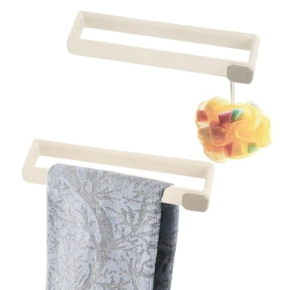 2-Pack Towel Bars, Wall-Mounted Bath Towel Racks, Self-Adhesive No-Drill Installation, Suitable for Bath Towels/Hand Towels, Modern Minimalist Design (Off-White)