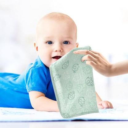 Baby Cute Elephants Muslin Washcloths 3 Pack - Muslin Burp Cloths Hanky Large 11.8"X11.8" Extra Soft Absorbent Baby Burp Rags for Newborn 100% Cotton for Boys Girls Gift - size: one sizex3