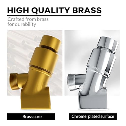 All Metal Handheld Shower Head Holder, Adjustable Shower Wand Holder with Universal Shower Arm Mount and Brass Pivot Ball, for Connecting Shower Arm and Shower Hose - color: Brass - Chrome