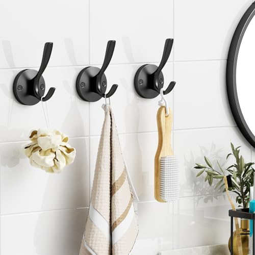 Black Towel Hook Black Towel Hooks for Bathrooms 2 Pack Coat Hook Wall Hook for Hanging and Hat Hooks Towel Hooks for Wall Hooks for Coats Heavy Duty Hook for Hanging Coats Bedroom