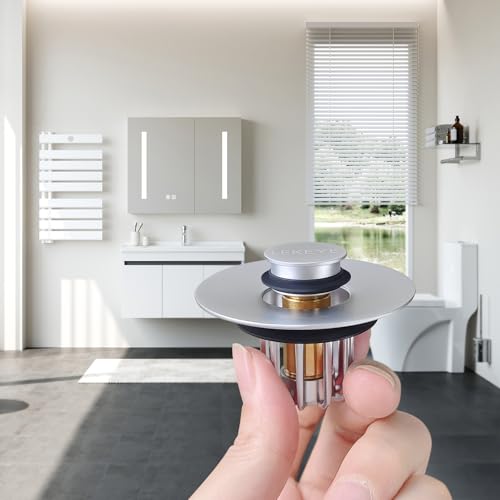 LEKEYE Bathroom Sink Stopper | Shower Drain Hair Catcher | Pop-up Sink Drain Stopper with Strainer | Bathroom Sink Plug for 1-1/8 to 1-1/2" Sink Drain Hole- Pearl Chrome - color: Pearl Chrome