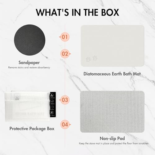 Newest Diatomite Stone Pet Feeding Mat for Dog&Cat–Super Absorbent Diatomite Fast Drying Stone Dog Food Mat, Quick Dry Dog Mats for Food and Water with Non-Slip Pad (24×16'', Off White, Square) - color: Off White Square