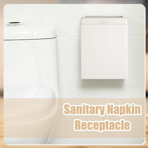 Tioncy 4 Pcs Sanitary Napkin Receptacle Wall Mounted,White | Stainless Steel Sanitary Napkin Disposal Bins, Discreet Tampon Container, Home Office Public Restroom Use - color: White