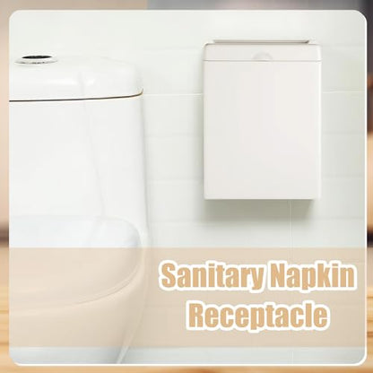 Tioncy 4 Pcs Sanitary Napkin Receptacle Wall Mounted,White | Stainless Steel Sanitary Napkin Disposal Bins, Discreet Tampon Container, Home Office Public Restroom Use - color: White