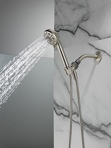 DELTA FAUCET -faucet 4-Spray Handheld Shower Head, Brushed Nickel Shower Head with Hose, Showerheads & Handheld Shower, Shower Head, Detachable Shower Head 1.75 GPM, Brushed Nickel 75413SN, Stainless - color: Stainless