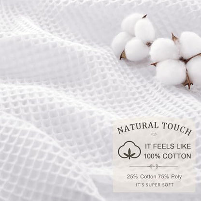 Stall Waffle Weave Shower Curtain Heavyweight Cotton Fabric White 36Wx72L | Soft Cotton Cloth,3D Square Truely Waffle,Washable, Hotel Luxury Spa, Shower Curtains for Narrow Bathroom 12 Plastic Hooks - color: White, size: Small Stall 36"W x 72"L